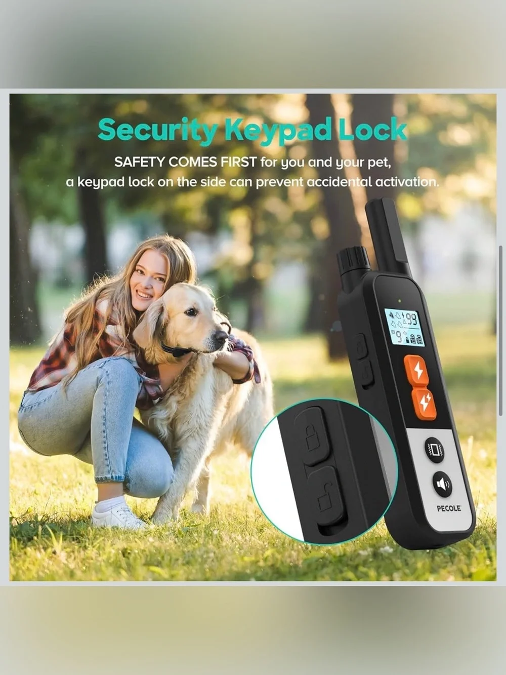 PECOLE Dog Training Collar Rechargeable Waterproof Remote 1600ft